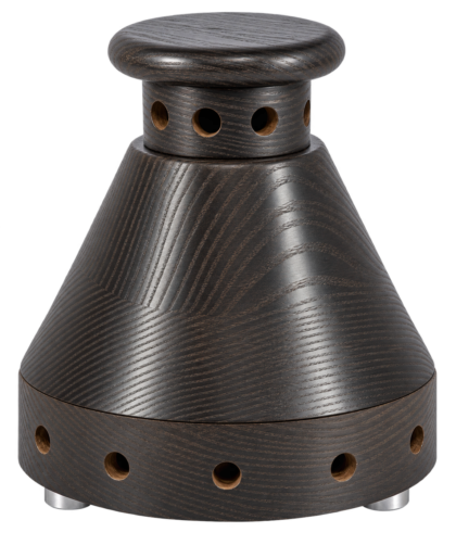 beecura PROPOBLISS propolis diffuser in anthracite-finished ash wood with a rounded lid and ventilation openings.